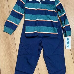 Carter's Kids Striped Set - Blue and Green sue 24 months